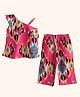 Peekaaboo Kids Pure Cotton Sleeveless Ikat Printed Top & Capris Set - Pink
