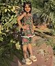 Peekaaboo Kids Pure Cotton Sleeveless Floral Printed Smocked Top & Cooordinating Shorts - Green
