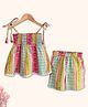 Peekaaboo Kids Pure Cotton Sleeveless Floral Printed Smocked Top & Cooordinating Shorts - Sky Blue