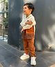 Peekaaboo Kids Pure Cotton Full Sleeves Colour Blocked Shirt & Pant Set - Brown