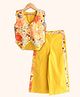 Peekaaboo Kids Cambric Sleeveless Floral Printed Waist Coat Style Top & Pant Set - Yellow