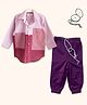Peekaaboo Kids Pure Cotton Full Sleeves Colour Blocked Shirt & Cargo Pants Set - Mauve