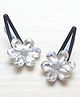 Pretty Ponytails Floral Designed & Diamonds Embellished Tic Tac Clips - White