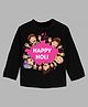 KAVEE Holi Theme Pure Cotton Full Sleeves Happy Holi Printed Tee - Black