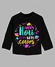 KAVEE Holi Theme Pure Cotton Full Sleeves Happy Holi Printed Tee - Black