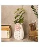 Voncasa  Off White Ceramic Vase - Engraved Floral Pattern, Flower Holder
