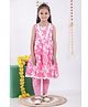 AATYA KIIDS Cotton Sleeveless Floral Printed Kurti And Pant - Pink