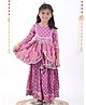 AATYA KIIDS Cotton Three Fourth Sleeves Floral Printed Sharara Set - Purple