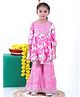 AATYA KIIDS Cotton Three Fourth Sleeves Floral Printed Sharara Set - Pink