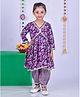 AATYA KIIDS Cotton Three Fourth Sleeves Floral Printed Kurta Afgani Salwar - Purple