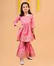AATYA KIIDS Cotton Three Fourth Sleeves Printed Sharara Set - Pink