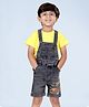 Kiddopanti Denim Sleeveless Van Printed Dungaree - Grey