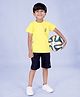 Kiddopanti Cotton Half Sleeves Bee Printed Tee & Shorts Set - Yellow & Jet Black