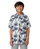 Under Fourteen Only Half Sleeves Rayon Palm Trees Printed Shirt - Navy Blue