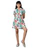 Under Fourteen Only Rayon Half Sleeves Floral Printed Dress - White