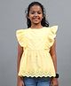Under Fourteen Only Sleeveless Frill Detailed Schiffli Embroidered Top - Yellow