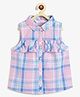 Campana 100% Cotton Woven Sleeveless Shirt Style Checked Top - Pink & Blue