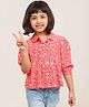 Campana Rayon Woven Three Fourth Sleeves Floral Printed Top - Peach