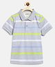 Campana 100% Cotton Knit Half Sleeves Striped Polo T-Shirt - Light Grey