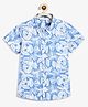 Campana 100% Cotton Woven Half Sleeves Floral Printed Shirt - Blue & White