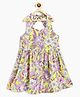 Campana Rayon Rayon Sleeveless Floral Printed Dress - Light Yellow & Pink