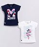 Biskid Sinker Mickey & Friends Featuring Pack Of 2 Half Sleeves Characters Printed Tops - Off White & Navy Blue