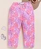 Biskid Pure Cotton Floral & Leaves Printed Pajama - Pink