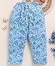 Biskid Pure Cotton Floral & Butterflies Printed Pajama - Blue