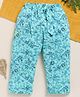 Biskid Pure Cotton Floral & Butterfly Printed Pajama - Sea Green