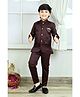 BT DEZINES Satin Full Sleeves Solid Jodhpuri Coat & Pant Set - Burgundy