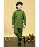 BT DEZINES Cotton Blend Full Sleeves Solid Pathani Kurta & Salwar Set - Mehandi Green