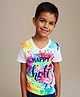 The Magic Wand Holi Theme Half Sleeves Happy Holi Text Printed Tee - Multi Colour
