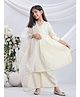 misbis Silk Full Sleeves Floral Embroidered Kurta & Palazzo With Dupatta Set - White