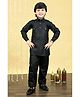 BT DEZINES Cotton Blend Full Sleeves Solid Pathani Kurta & Pant Set - Black