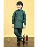 BT DEZINES Cotton Blend Full Sleeves Solid Pathani Kurta & Pant Set - Dark Green