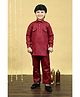 BT DEZINES Cotton Blend Full Sleeves Solid Pathani Kurta & Pant Set - Maroon