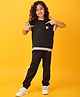 Anthrilo Cotton Blend Half Sleeves Heart Printed Tee & Joggers Set - Black