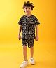 Anthrilo Cotton Blend Half Sleeves Football Printed Coordinating Tee & Shorts Set - Black