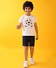 Anthrilo Cotton Blend Half Sleeves Football Printed Tee & Shorts Set - White & Denim Blue