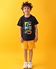 Anthrilo Cotton Blend Half Sleeves Animals Printed Tee & Short Set - Navy Blue & Yellow