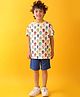 Anthrilo Cotton Blend Half Sleeves Apparels Printed Tee & Shorts Set - Royal Blue & White