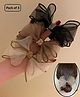 Ziory Set Of 3 Stones Embellished Bow Designed Scrunchies - Black Brown & Beige
