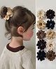 Ziory Set Of 10 Solid Fluffy Hair Scrunchies - Black Brown & Beige