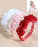 Ziory Set Of 3 Floral Applique Detailed Headbands - White Pink & Red