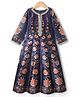 Pine Kids Woven Three Fourth Sleeves Ethnic Dress With Floral Print - Violet