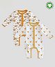 Kidbea 100% Organic Cotton Pack Of 2 Full Sleeves Tiger & Pizza Printed Rompers - Multi Colour