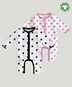 Kidbea 100% Organic Cotton Pack Of 2 Full Sleeves Heart & Stars Printed Rompers - Pink & Black