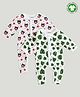 Kidbea 100% Organic Cotton Pack Of 2 Full Sleeves Teddy Bear & Leaves Printed Rompers - Pink & Green