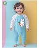 Kidbea 100% Organic Cotton Full Raglan Sleeves Bunny Printed Romper - Blue