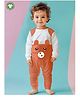 Kidbea 100% Organic Cotton Full Sleeves Bear Printed Romper - Orange